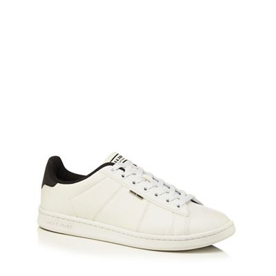 White 'Bane' faux leather trainers